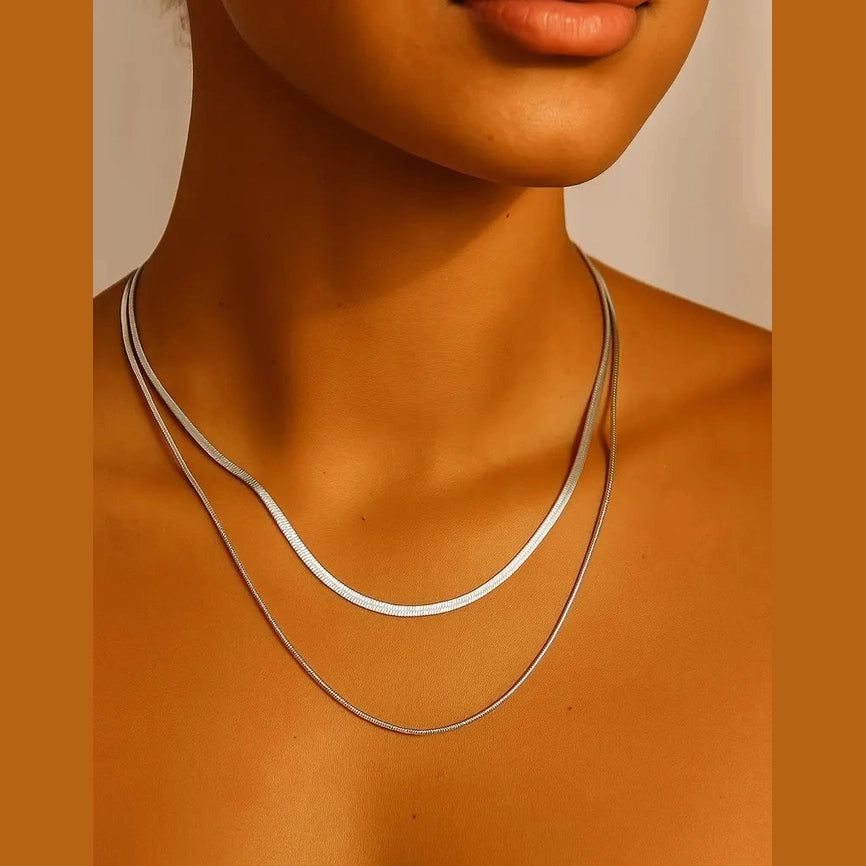 Gold-Plated Layered Necklace Set for Women